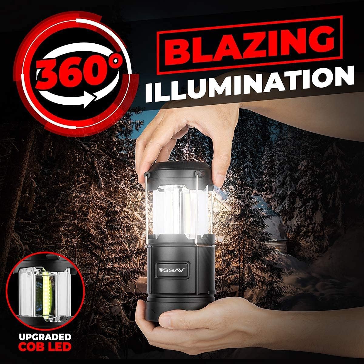 SSAV Battery Powered LED Lanterns (Batteries Included) (2 Pack)