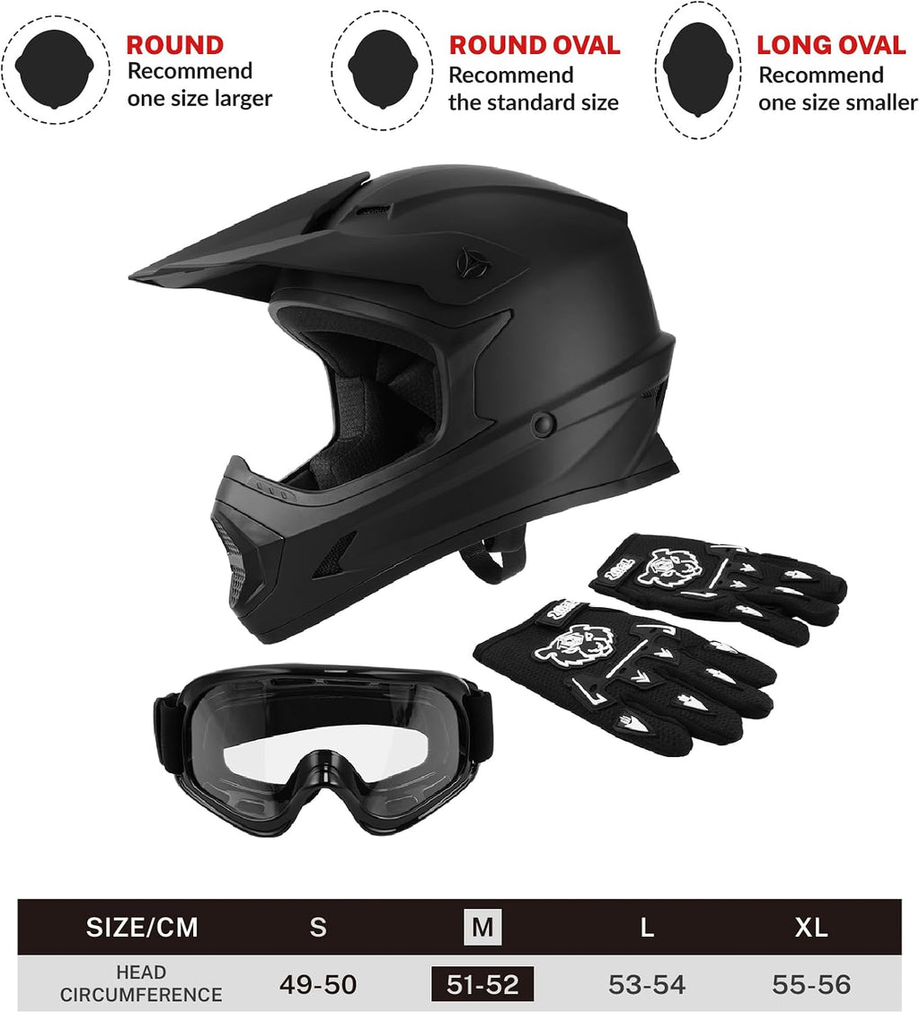 SLMOTO Youth Dirt Bike Helmet Set for Kids ATV Motocross DOT Approved
