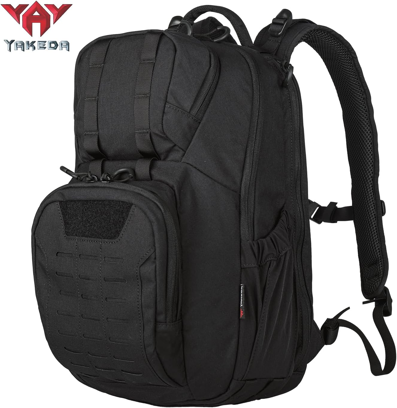 vAv YAKEDA 500D NylonTactical Military Backpack for Men,Fit 12.6-15.6 inches Laptop, Daily Bag for Hiking,hunting,running（Black）