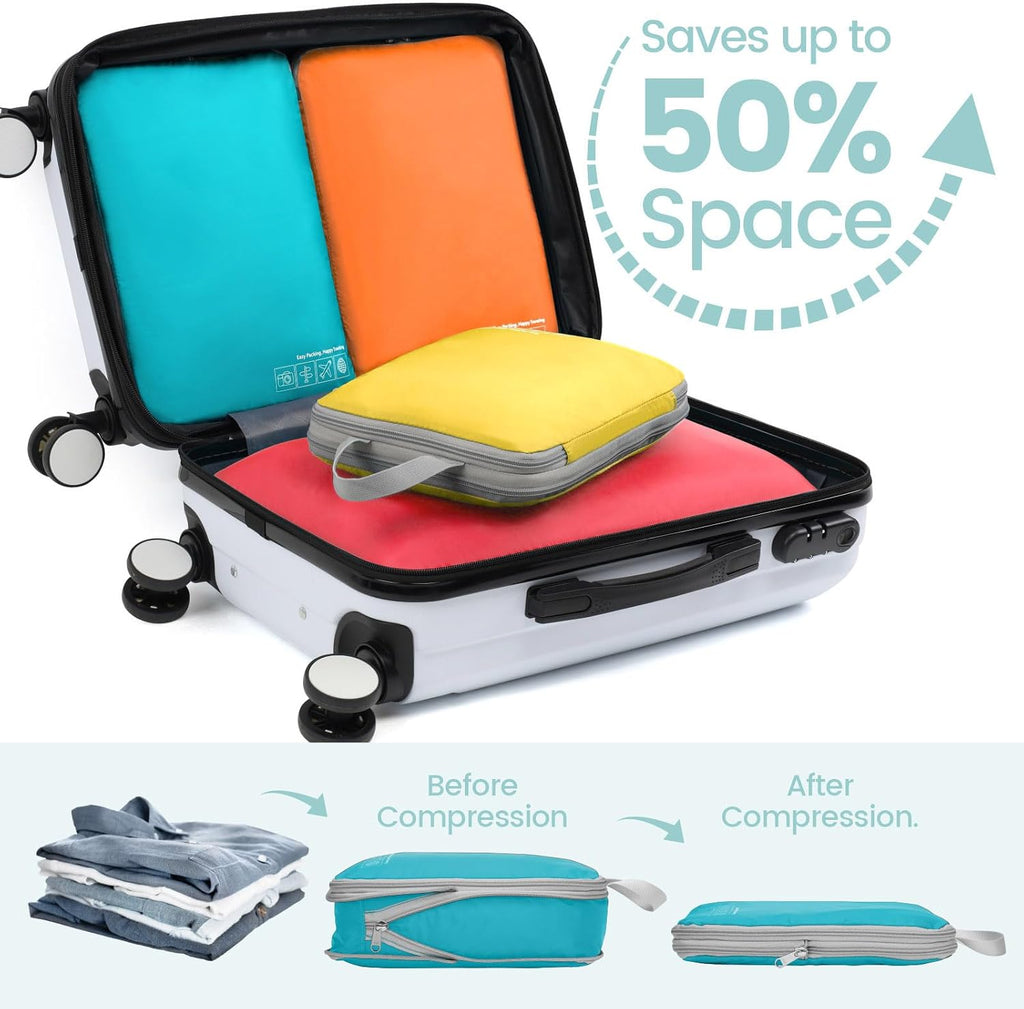 Cambond Compression Packing Cubes for Travel - 4 Set Organizer, Multi-color
