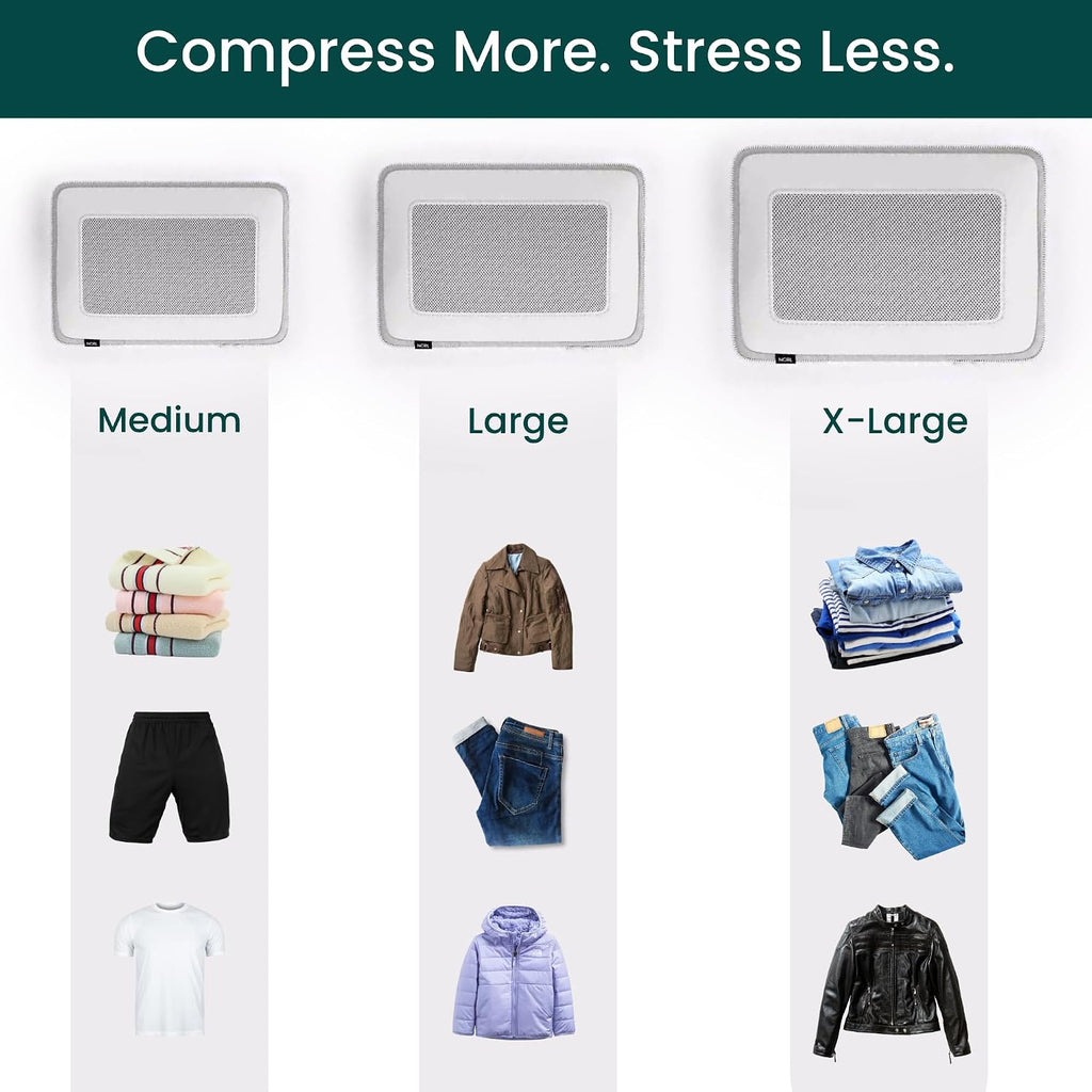 NOBL Travel Compression Packing Cubes Set of 6, Luggage Organizers, Ivory