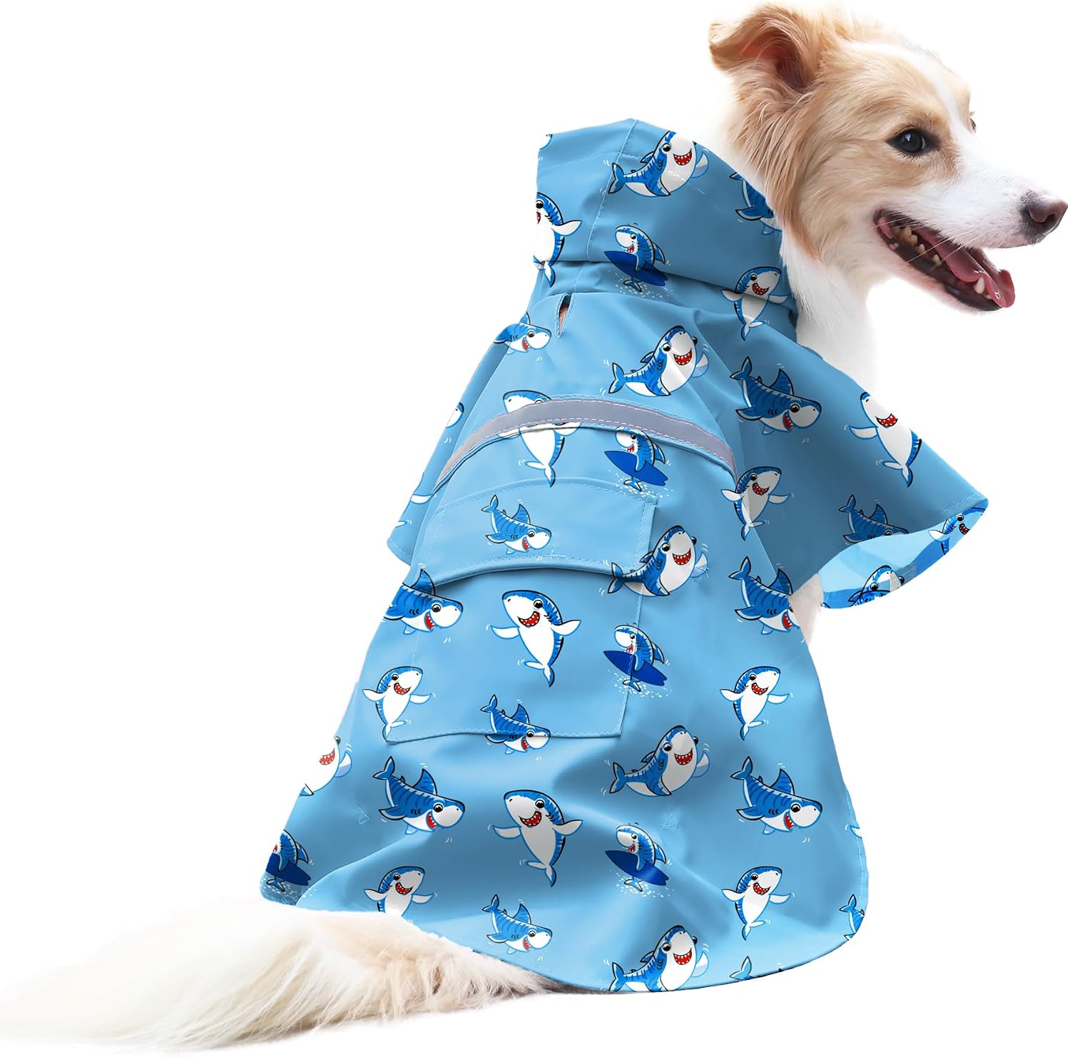 DELIFUR Large Dog Raincoat - Waterproof Dog Rain Poncho Adjustable Double Layer Rain Jacket with Hood for Medium Large Dogs Designed with Leash Hole Reflective Strip(Green Frog, Large)