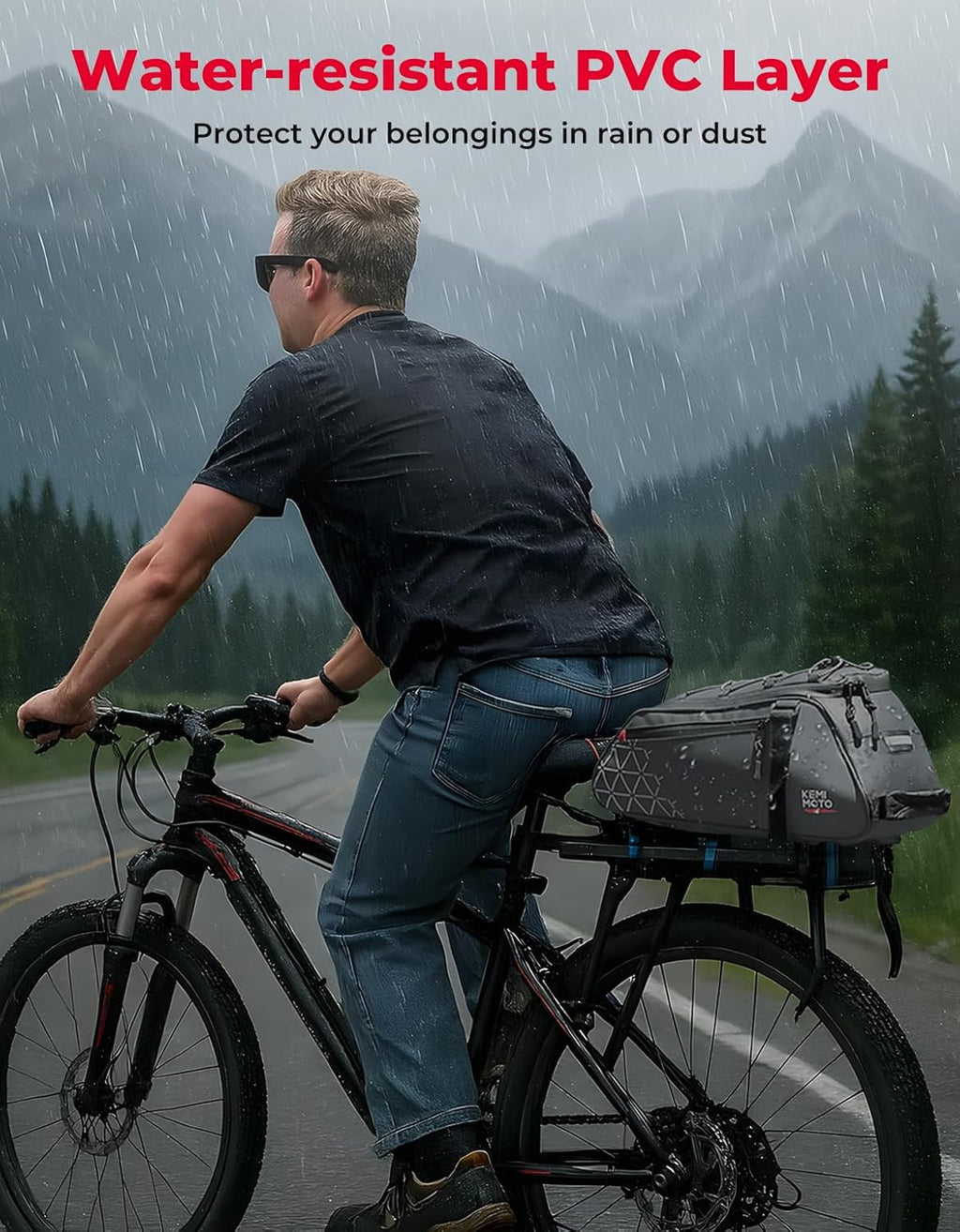 KEMIMOTO Rear Bike Rack Bag - 8L PVC Water Resistant Ebike Bags for Bicycle