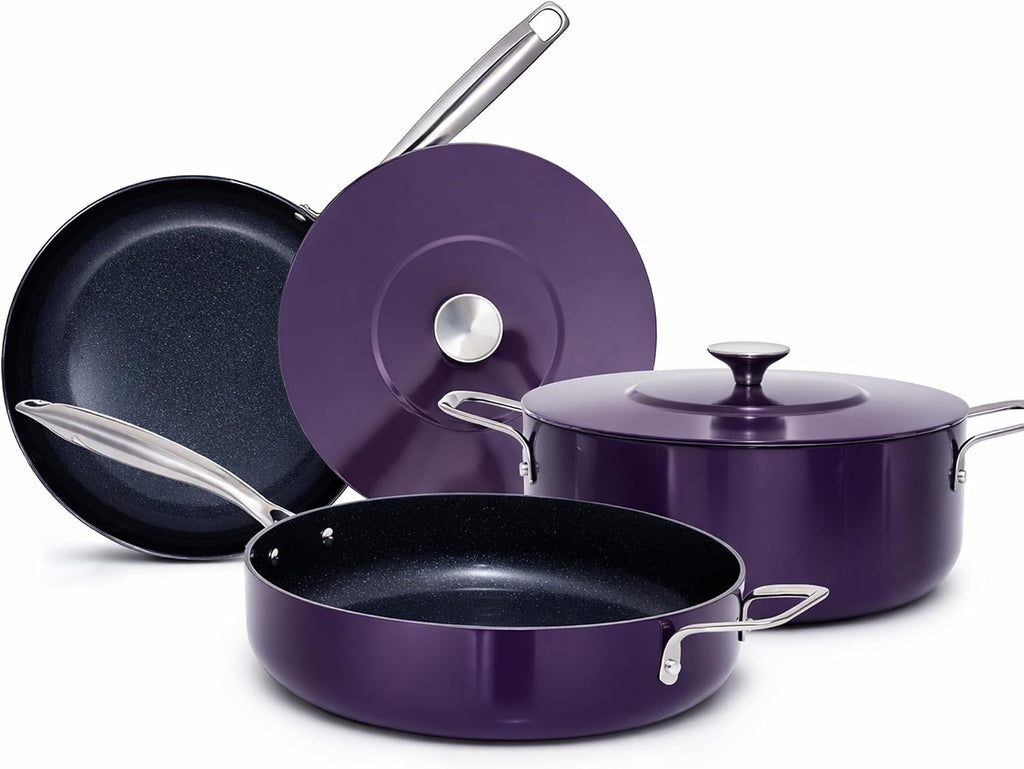 Nuwave Essential Series 5PC Ceramic Cookware Set PFAS-Free, Dishwasher Safe
