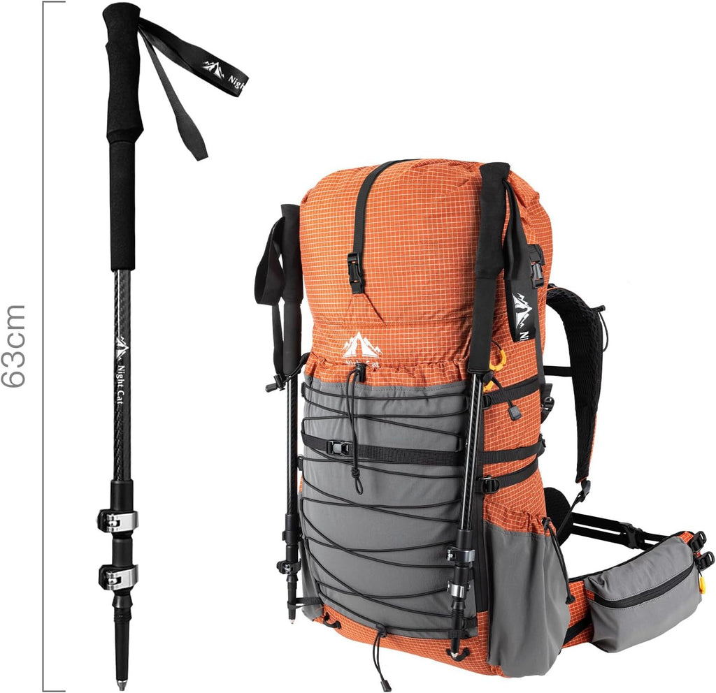 Night Cat Collapsible Trekking Pole: Lightweight Hiking Stick 1 Pack 2 Packs Adjustable Walking Pole for Backpacking Climbing