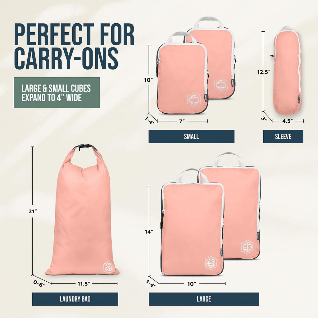 TRIPPED Travel Gear Compression Packing Cubes for Carry-On Travel 6-Pack