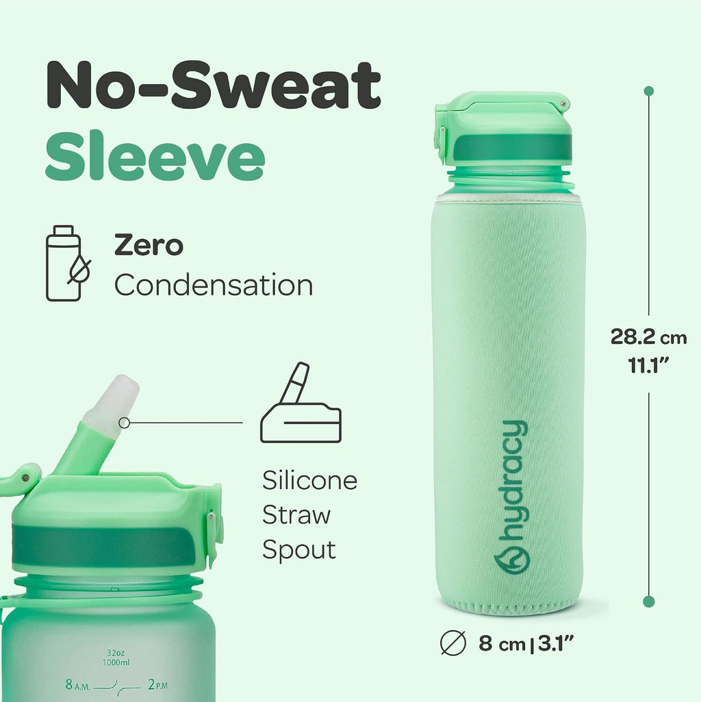 Hydracy Motivational Water Bottle with Time Marker and Straw Lid 32 oz
