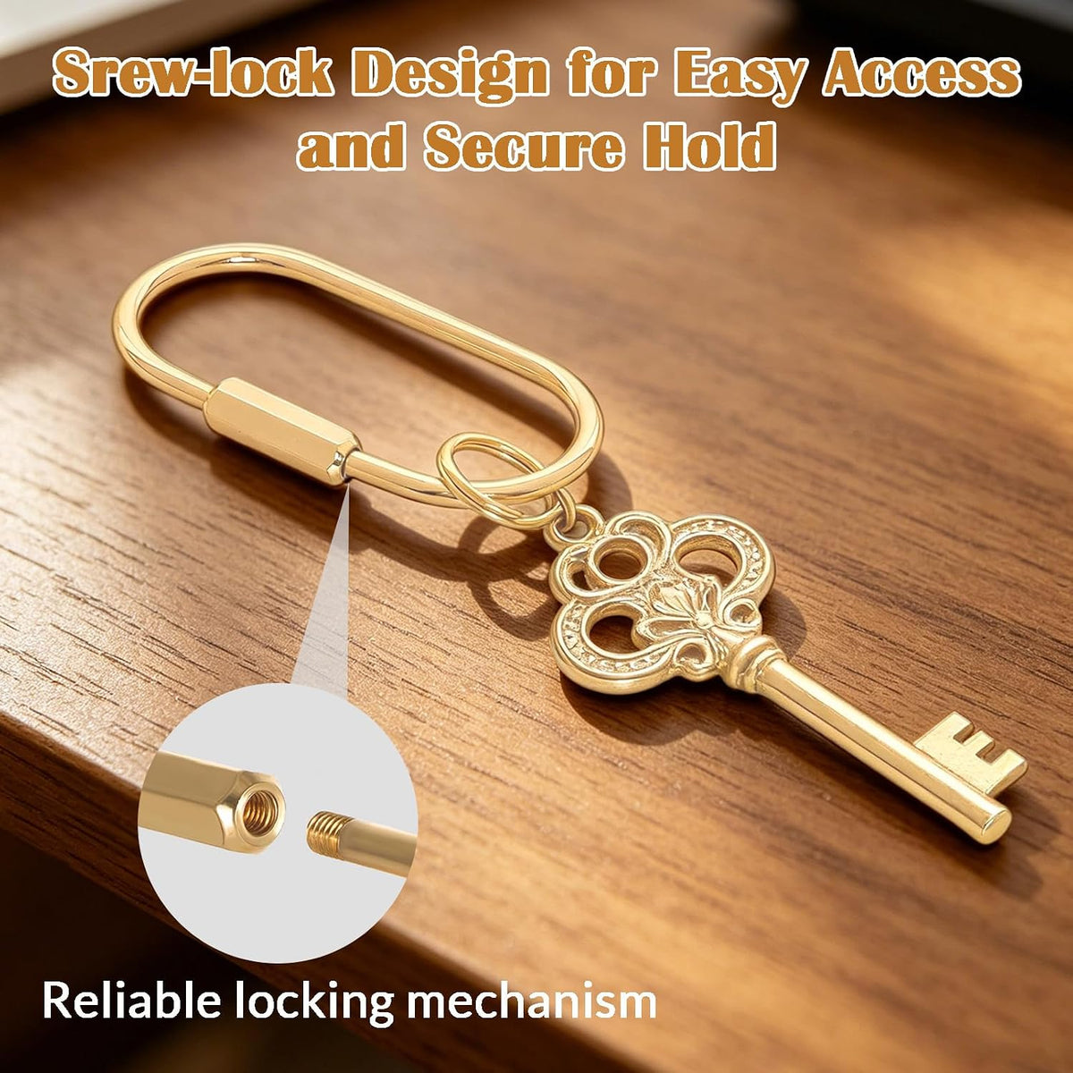 10 Pcs Gold Solid Brass Carabiner Keychain Clip - Brass Key Ring