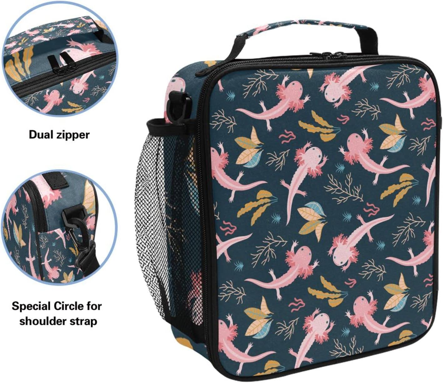 Axolotl Lunch Box Insulated Lunch Bag Cooler Tote Bag