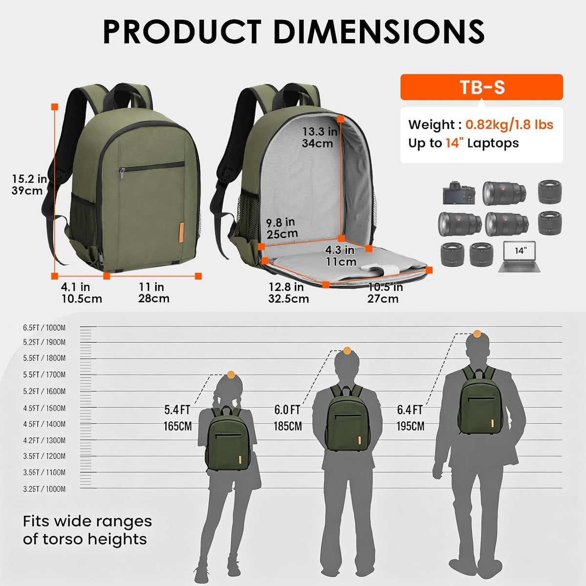 TARION Camera Backpack for Photographers Compact 12L Green TB-S
