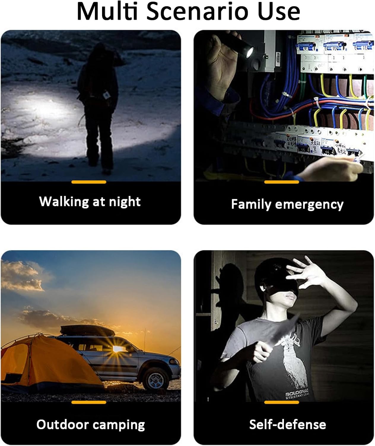 Bike Light, USB Rechargeable Headlight, IPX4 Waterproof, 3 Modes