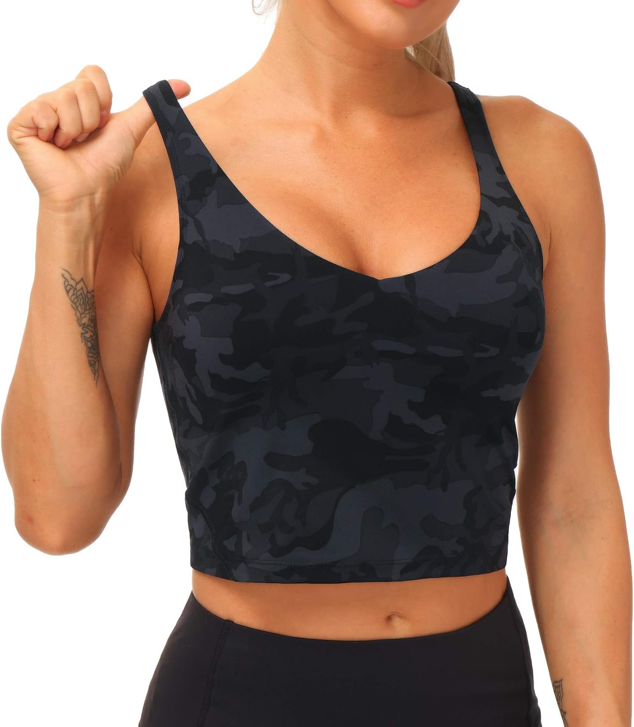 THE GYM PEOPLE Women’s Longline Sports Bra Wirefree Padded Medium Support Yoga Bras Gym Running Workout Tank Tops