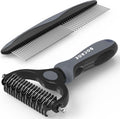 Docrok Pet Grooming Brush and Metal Comb Combo for Dogs & Cats, Gray