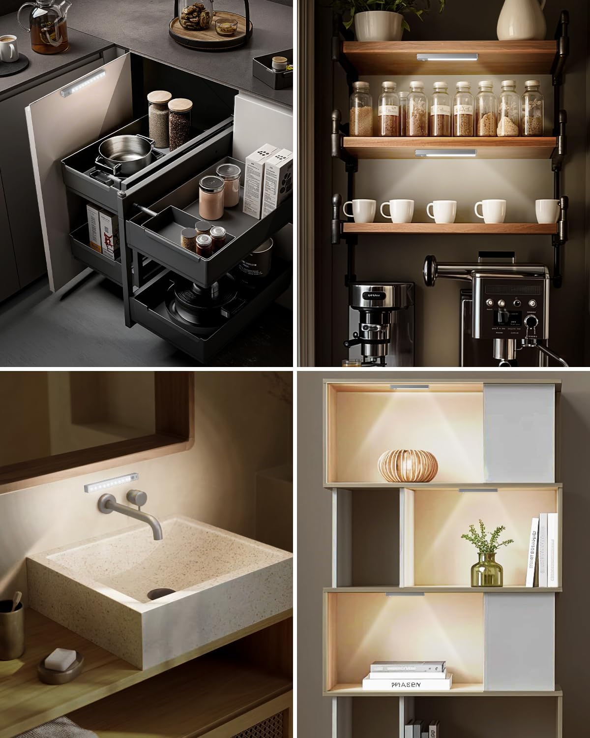 GOODEA 7" Under Cabinet Lighting with Charging Station, 6 Pack