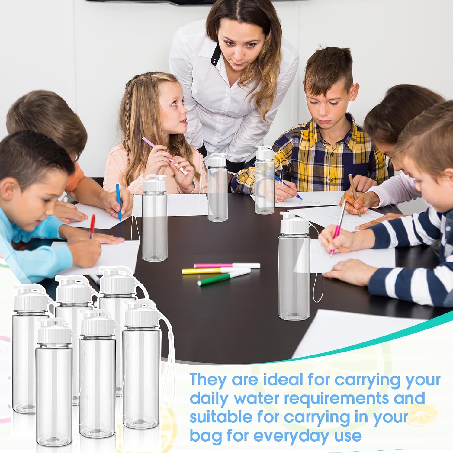 Mifoci 20 Pcs Plastic Water Bottles Bulk 17 oz, White
