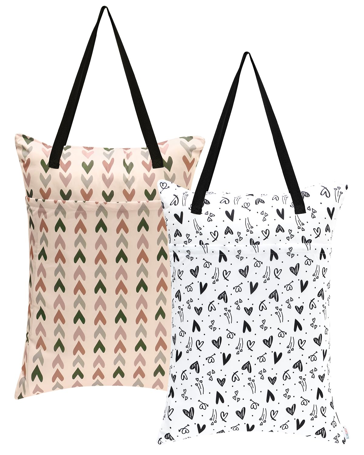 ALVA ALVABABY 2 Pack Large Wet Dry Bag Waterproof Hanging Cloth Diaper with Double Zippered Pockets 25x18 inches 2HL04