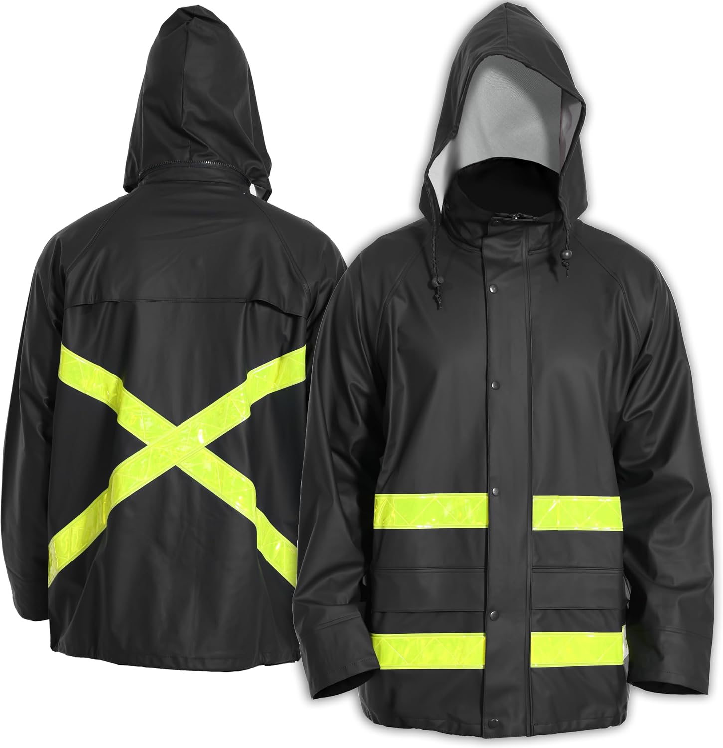 Men's Hi-Vis Waterproof Rain Jacket, Reflective Work Coat