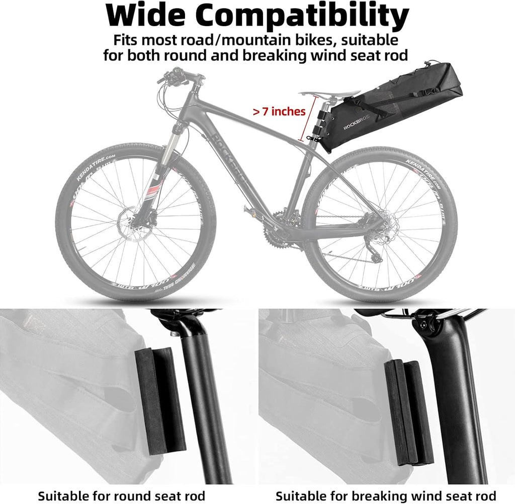 ROCKBROS Bike Saddle Bag Waterproof Bikepacking Bag 15L Bicycle Seat Bag