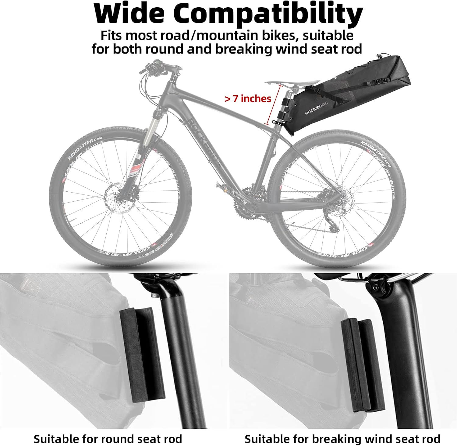 ROCKBROS Bike Saddle Bag Waterproof Bikepacking Bag 15L Bicycle Seat Bag