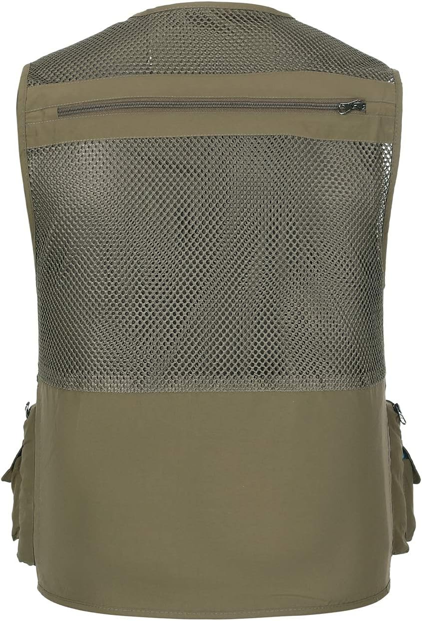 Hbufnha Outdoor Fishing Hunting Vest Multi Pockets Work Cargo Jacket