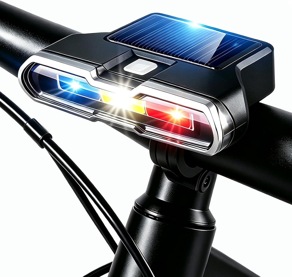 7 Mode Bike Lights with Solar Power Charge, Smart Sensing Bicycle Lights