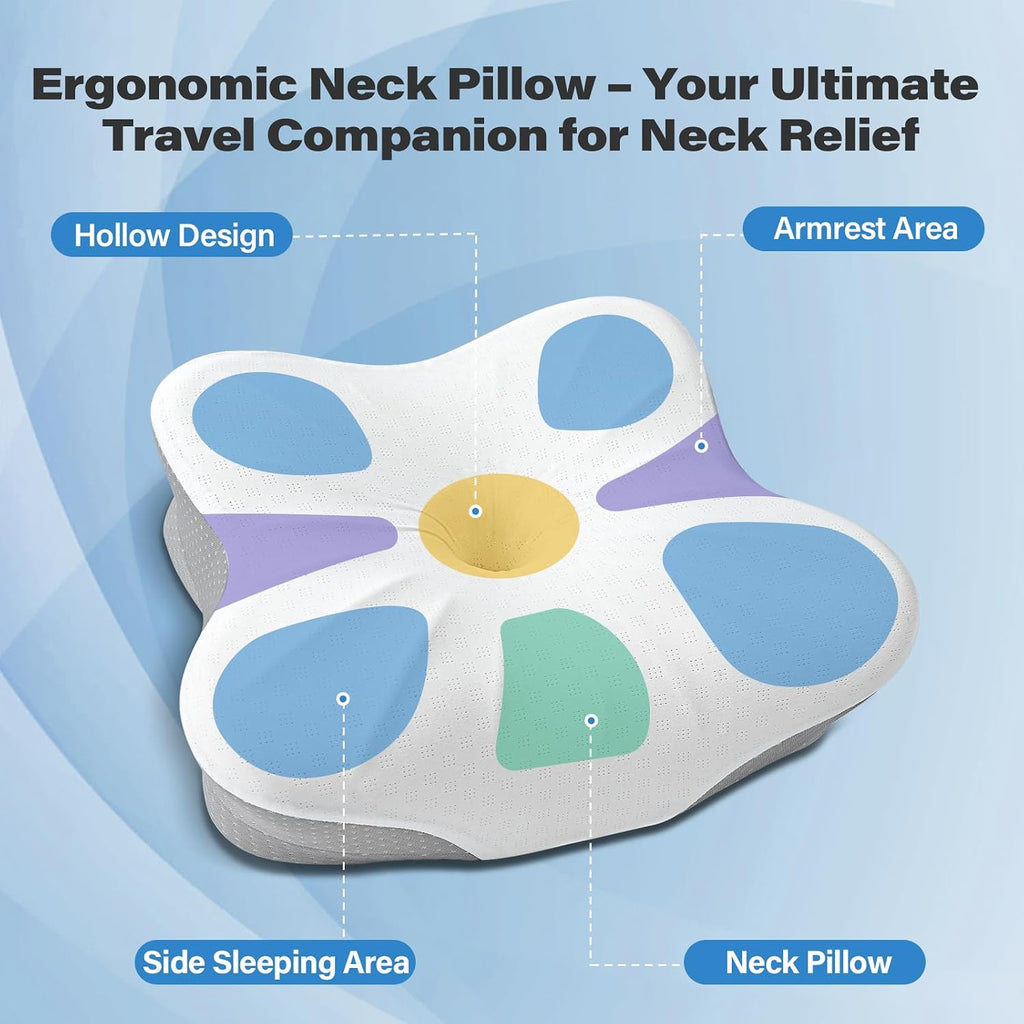 SAHEYER Memory Foam Camping Pillow, Travel Pillows for Sleeping, Cervical Neck Support Camping Gear Accessories - Small Pillow Travel Essentials for Sleep, Backpack, Hammock, 11.81x9.84x3.94 in, Gray