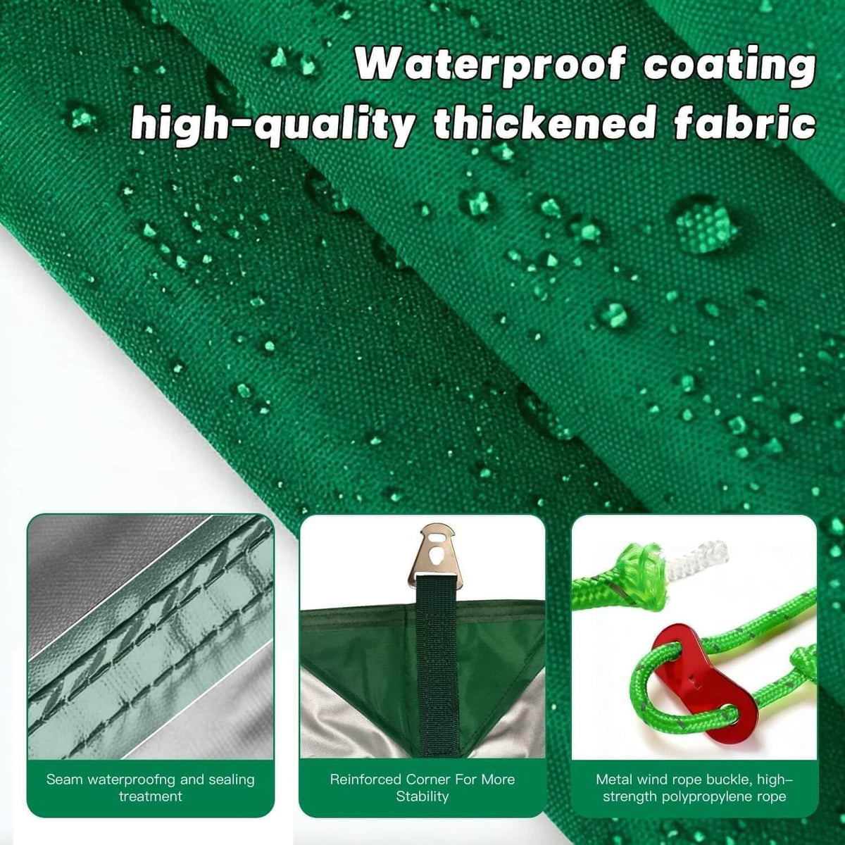 Waterproof Camping Tarp Tent Hammock Rain Fly, Mutifunctional Tent Footprint Lightweight Tarp for Camping, Hiking and Survival Shelter (Green, Without Poles,15x11FT)