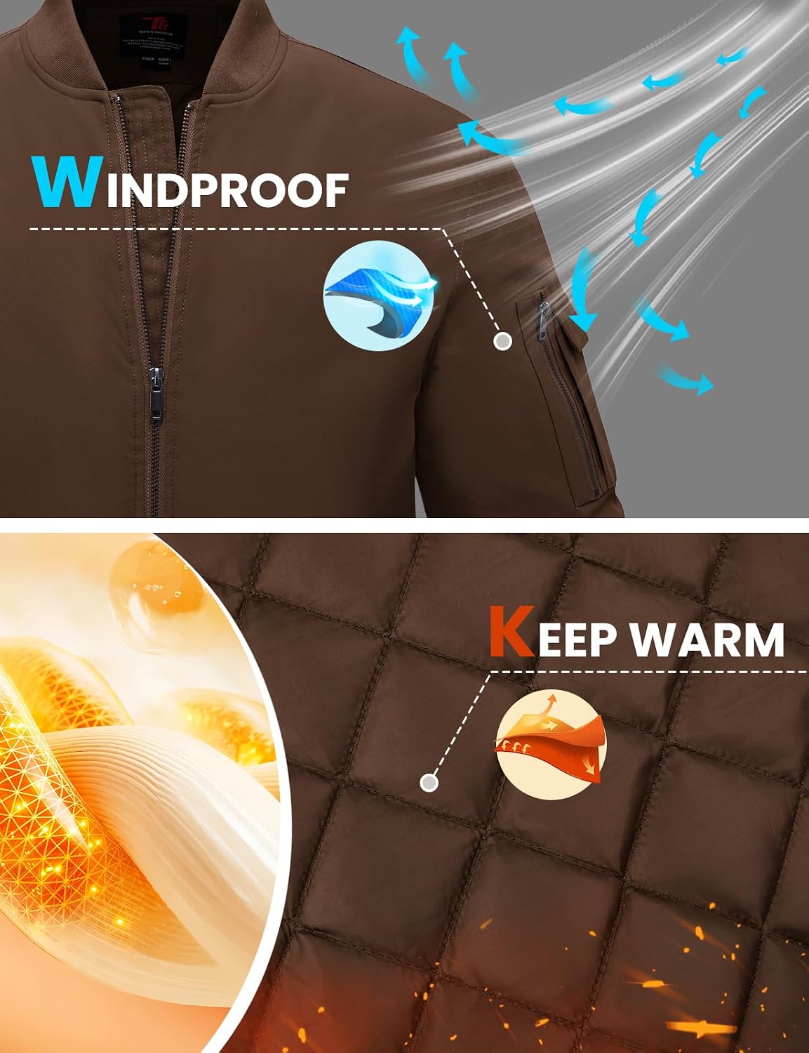 TBMPOY Men's Winter Bomber Jacket Fall Casual Windbreaker Softshell Jackets