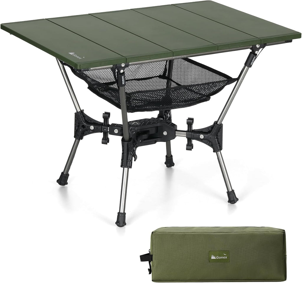 Gonex Foldable Camping Table, Portable Aluminum Roll Up Top Camp Side Table