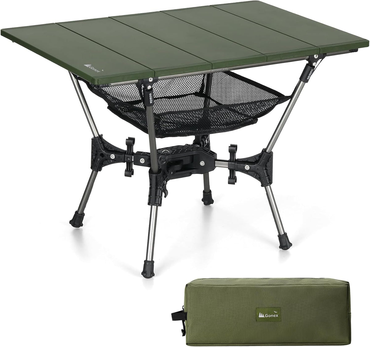 Gonex Foldable Camping Table, Portable Aluminum Roll Up Top Camp Side Table