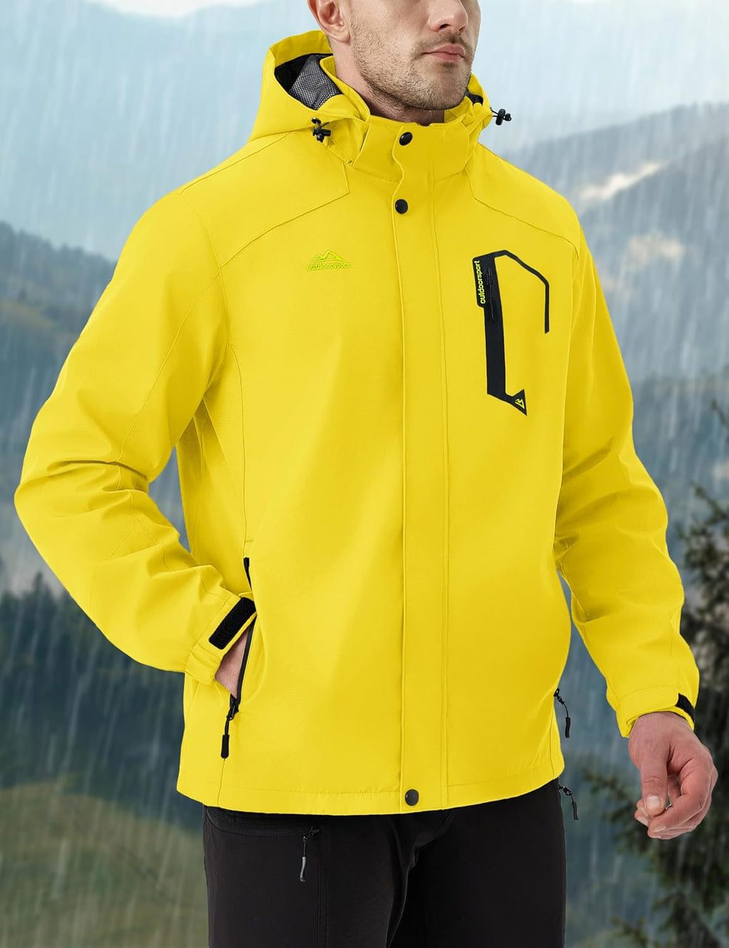 MAGCOMSEN Men's Lightweight Windbreaker Rain Jacket Raincoat with Detachable Hood for Hiking Fishing Activewear