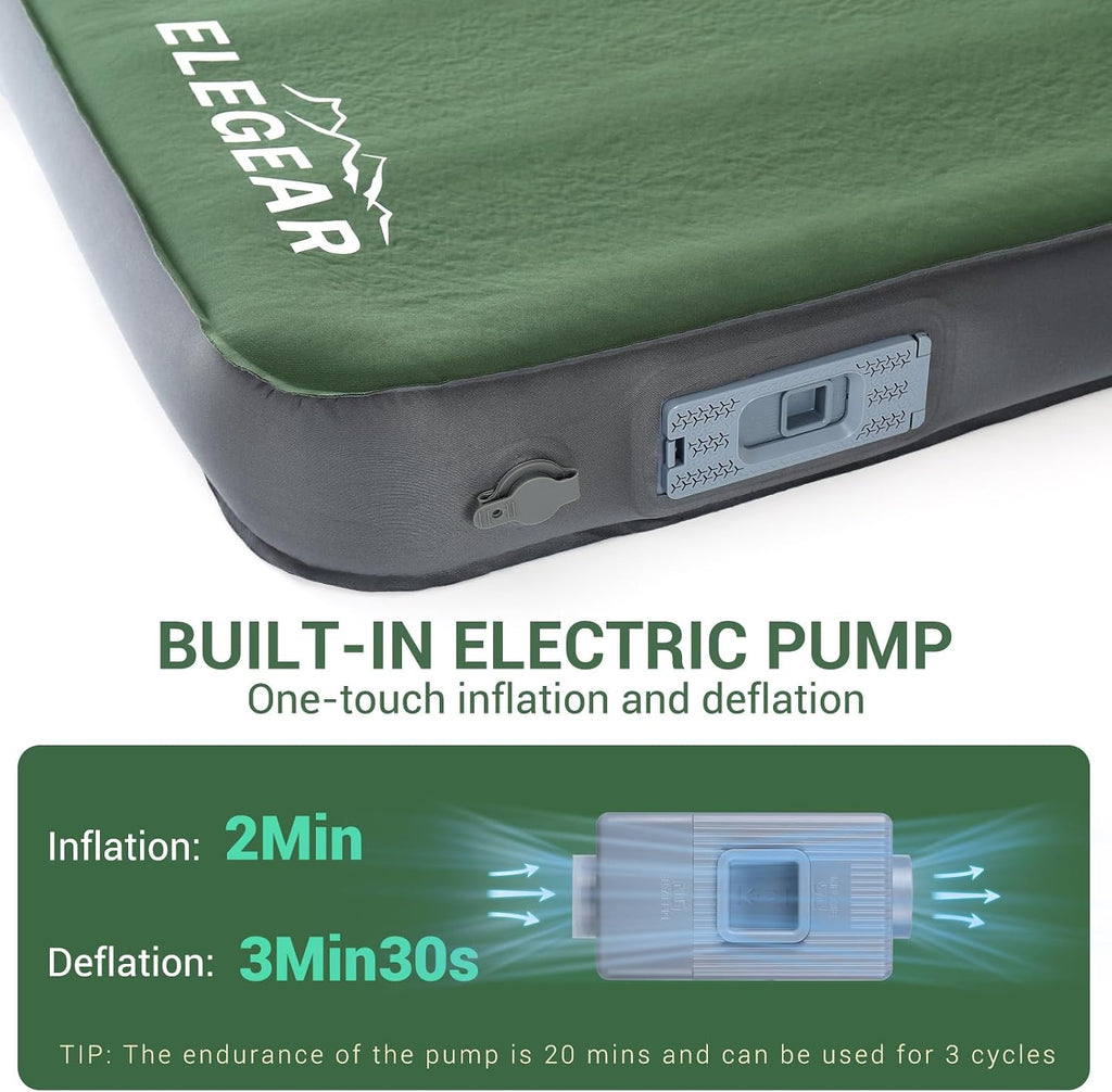 Elegear Air & Foam Self Inflating Sleeping Pad with Electric Pump 4" Full