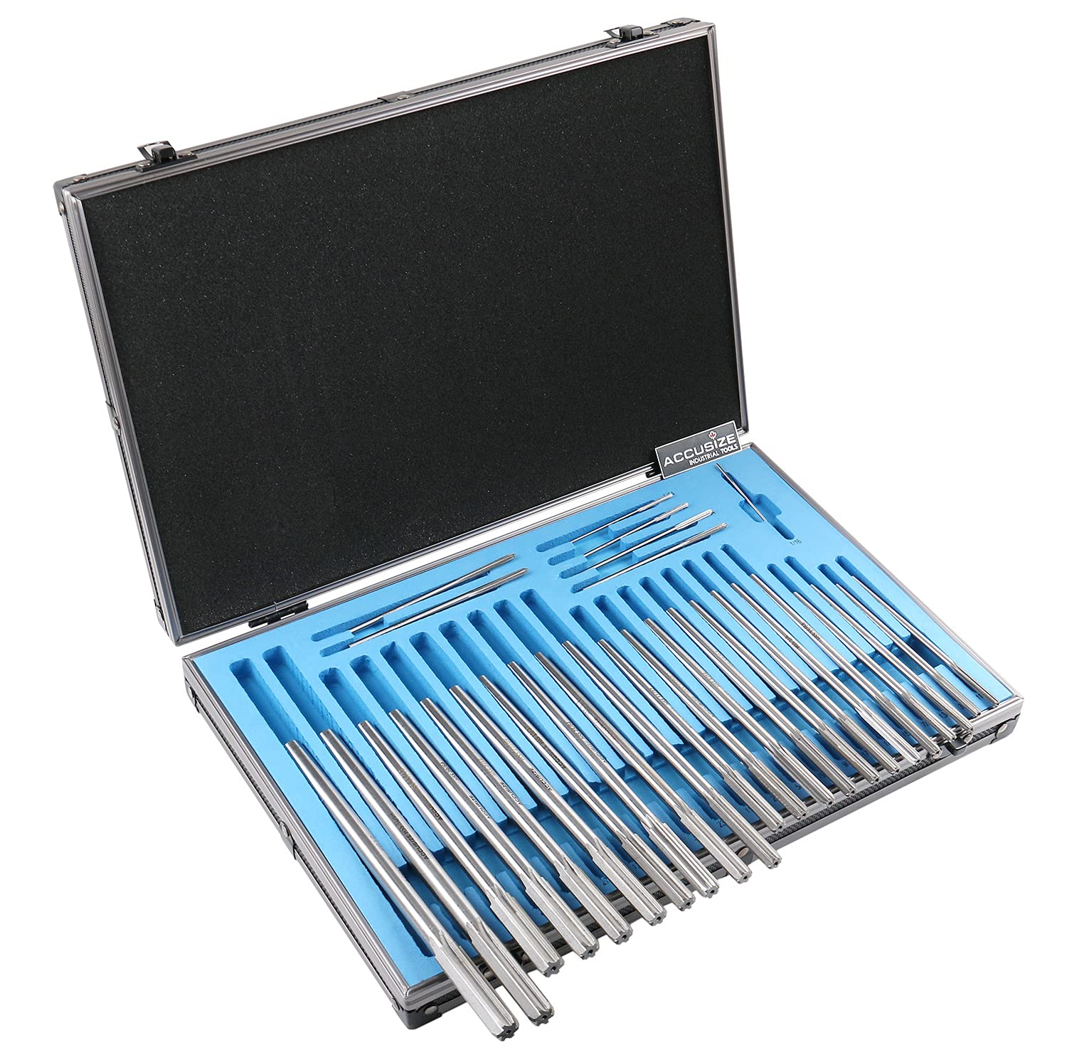 Accusize Chucking Reamer Set, 1/16" to 1/2" by 1/64", 29 Pc