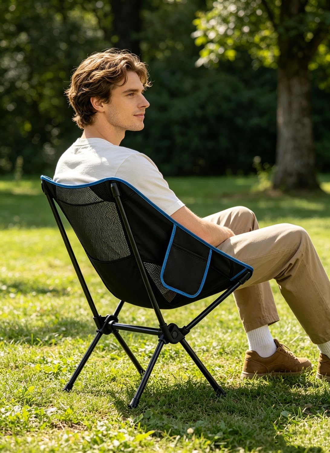 Wind Tour Portable Folding Camping Chair for Outdoor Leisure Use Mesh Khaki