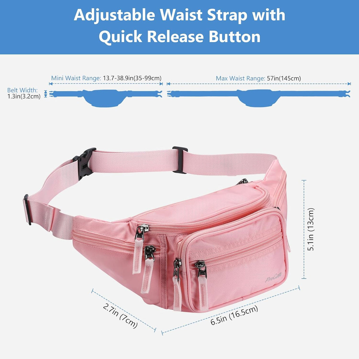 ProCase Fanny Pack Waist Packs for Men Women, Waist Bag Hip Pack for Travel Hiking Running Outdoor Sports