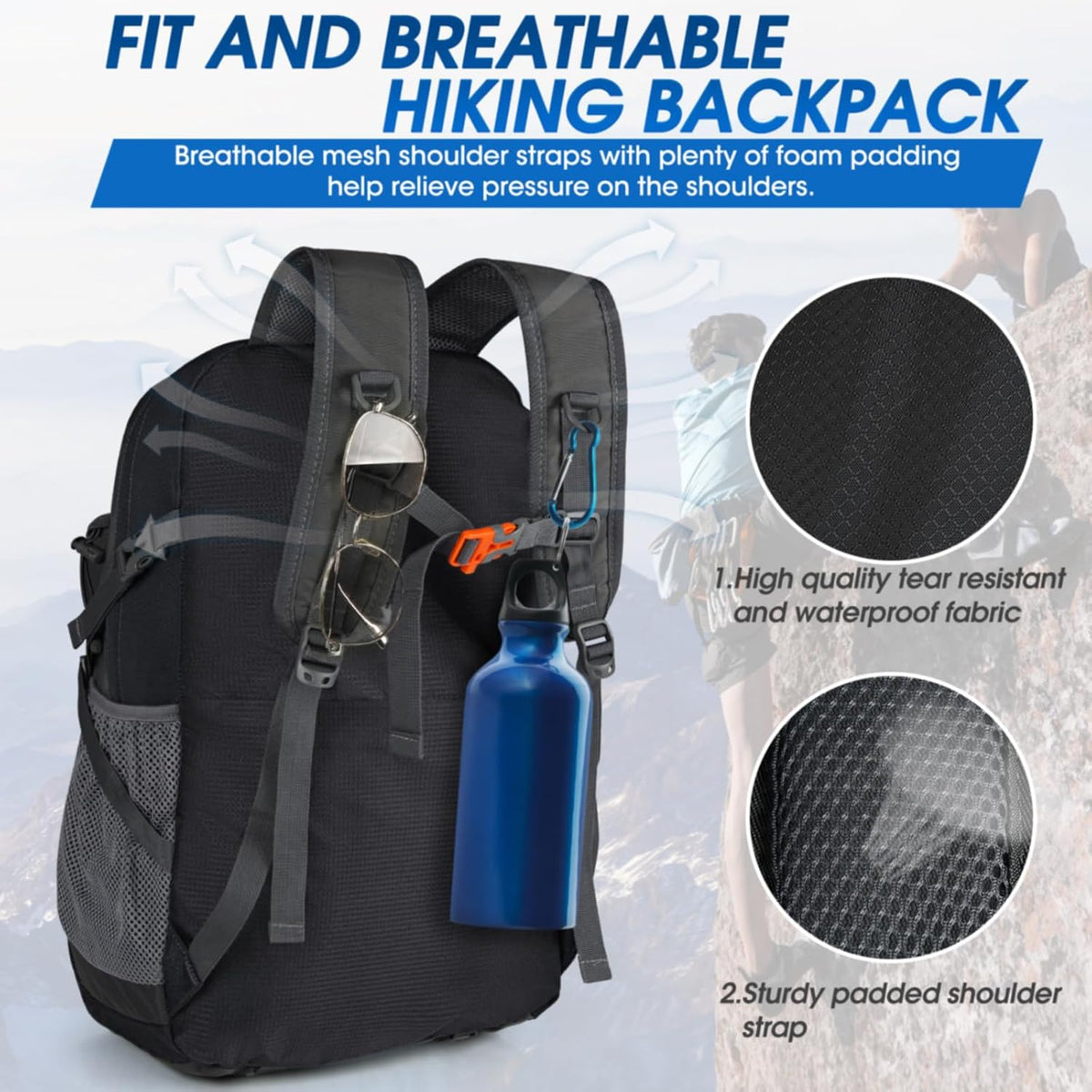 IGOLUMON Hiking Backpack 40L Packable Lightweight Camping Daypack Men Women