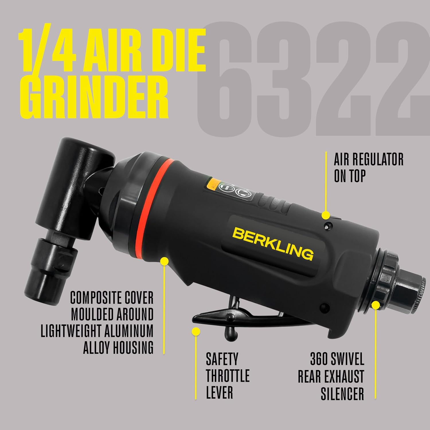 Berkling BT 6322 Right Angle Air Die Grinder, 90 Degree, 18,000 RPM