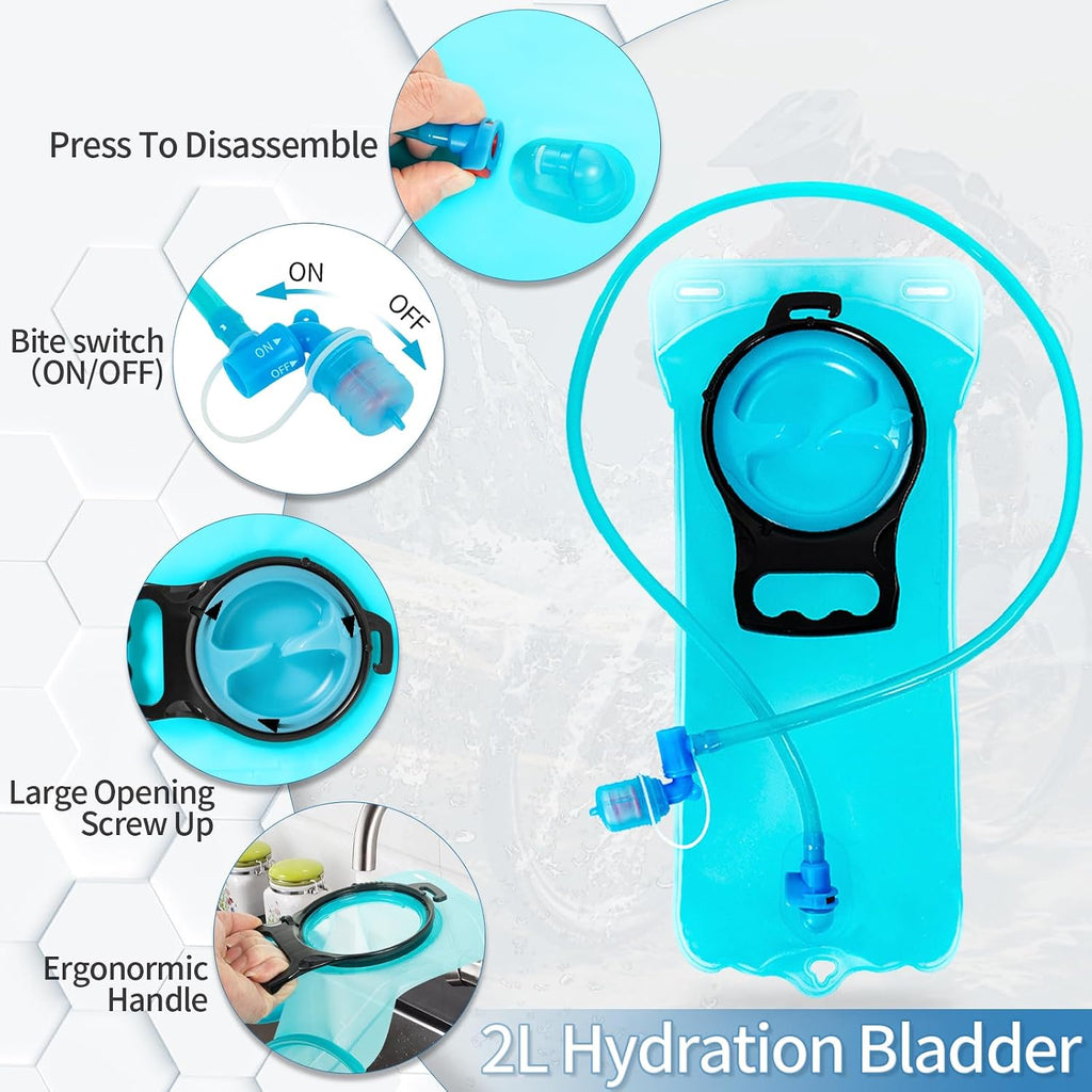 Hydration Backpack with Leak Proof Water Bladder, Lightweight Hydro Water Daypack for Rave, Cycling, Running, Hiking, Climbing
