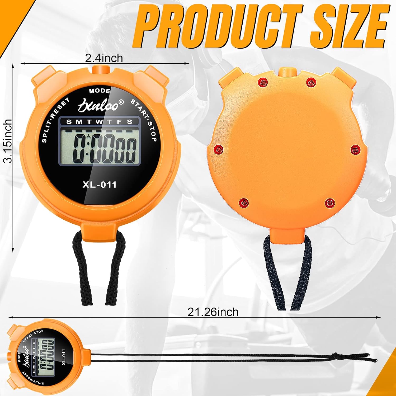 TOODOO 12 Pack Multi Function Digital Stopwatch Timer Bulk Sports Stopwatch with Lanyard Plastic Display Waterproof Date Time Alarm Timer for Coaches Fitness Referees
