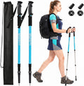 Hiking Trekking Poles, 2 Sticks with Anti-Shock and Quick Lock System， Ultralight, Telescopic, Collapsible，for Backpacking, Camping, Mountaineering, Trail Running, Snowshoeing, Men Women