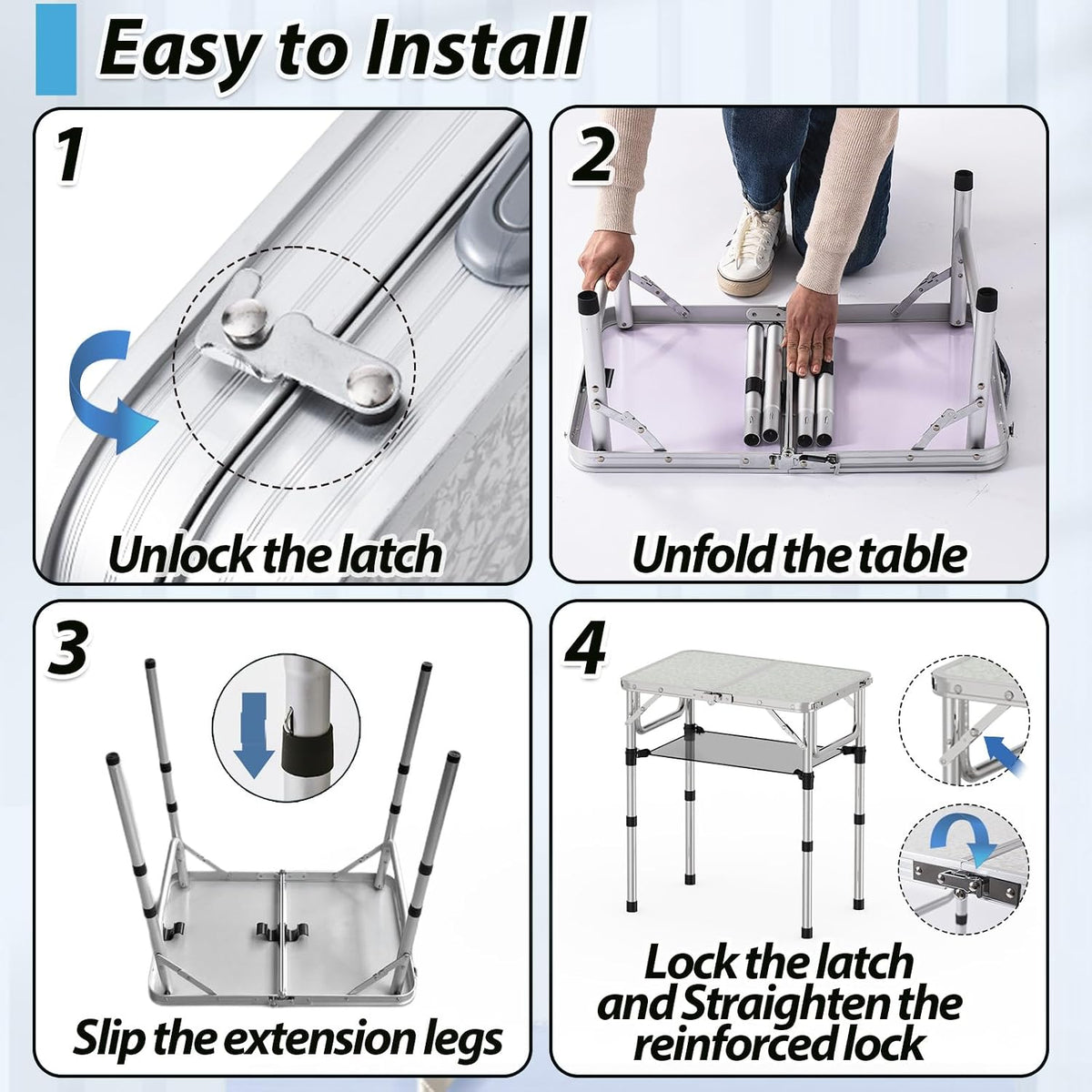 YihuiKo Small Folding Table with Carrying Handle, Portable Picnic Table