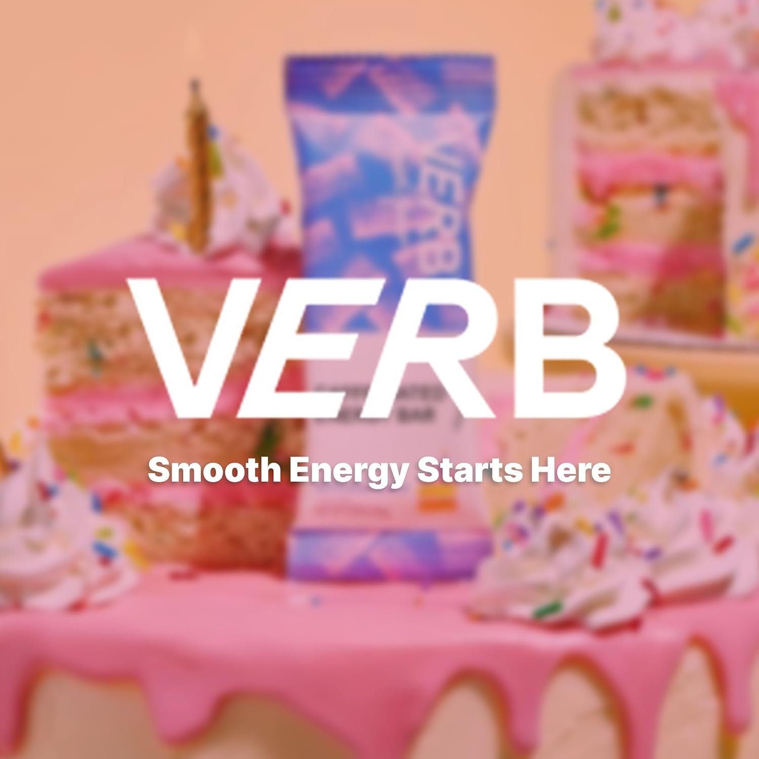 Verb Caffeinated Energy Bars Birthday Cake (26g, Pack of 16) 110 Calories