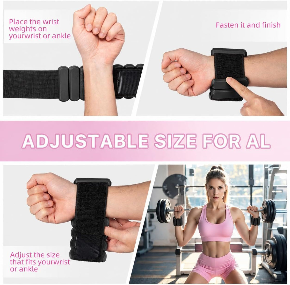 Adjustable Ankle Weights,Wrist Weights for Women & Men,Set of 2 (1Lb Each),Perfect for Walking,Running,Yoga,Pilates,Gym,Strength Training. Weighted wristbands are designed for home gym workouts