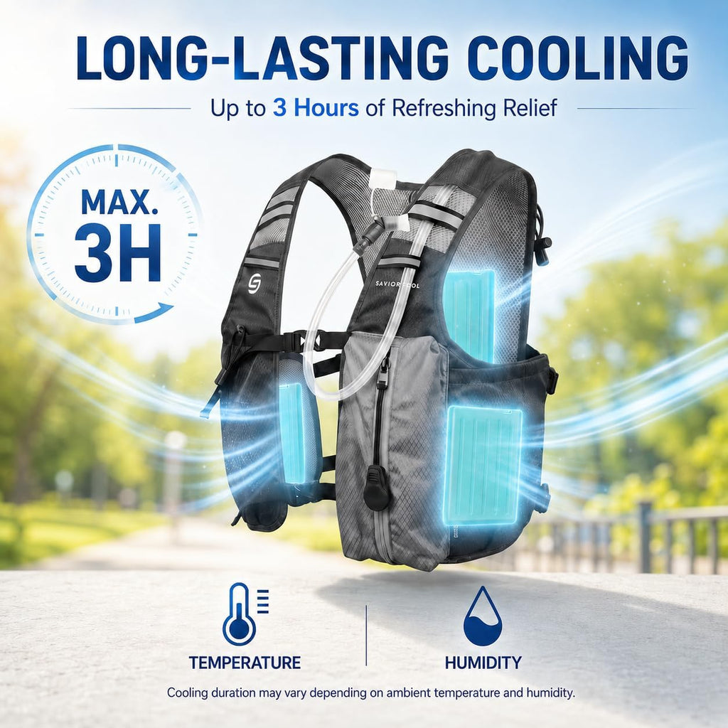 Cooling Hydration Vest with 2L BPA-Free Water Bladder, Running Vest with 3 Removable Cooling Packs, Lightweight Outdoor Pack for Hot Weather, Hiking, Cycling, Training