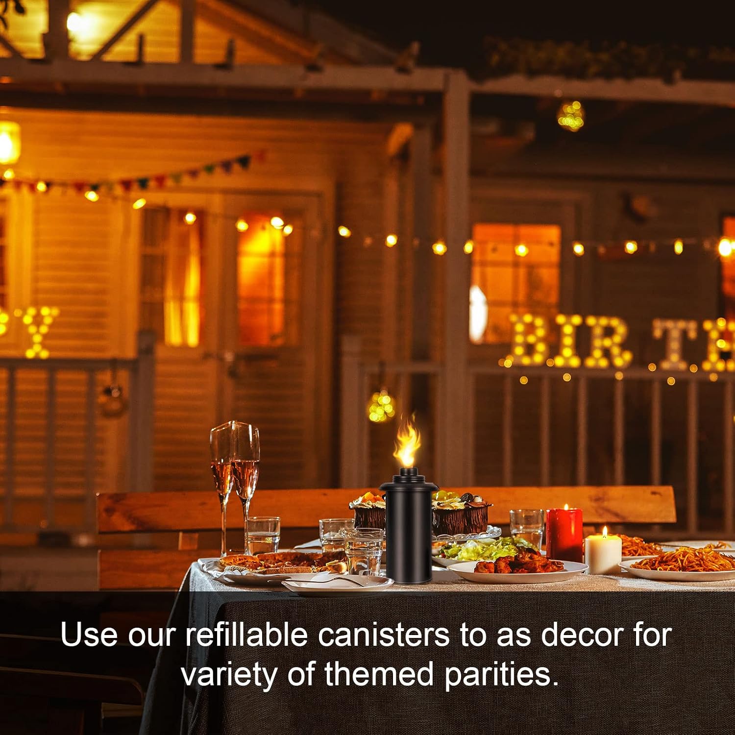 Torch Replacement Canisters 16oz, 4 Pack Bamboo Lantern Refillable Torches, Decorative Torch Canister Replacement for Yard, Patio, Deck, Garden, Party, Landscape (16oz-4pcs)