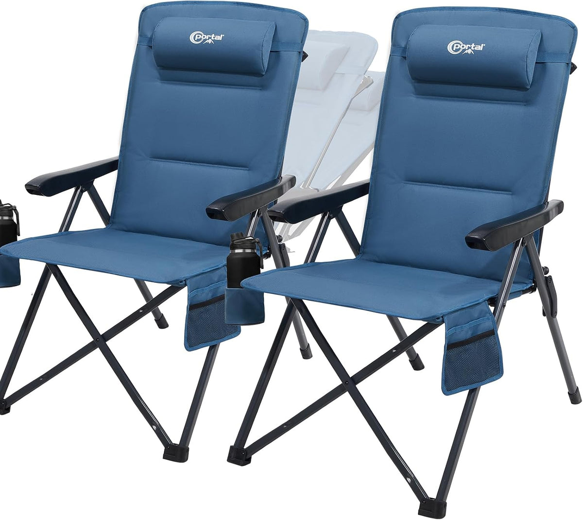 Portal Reclining Camping Chair with Adjustable Back 2 Packs, Blue