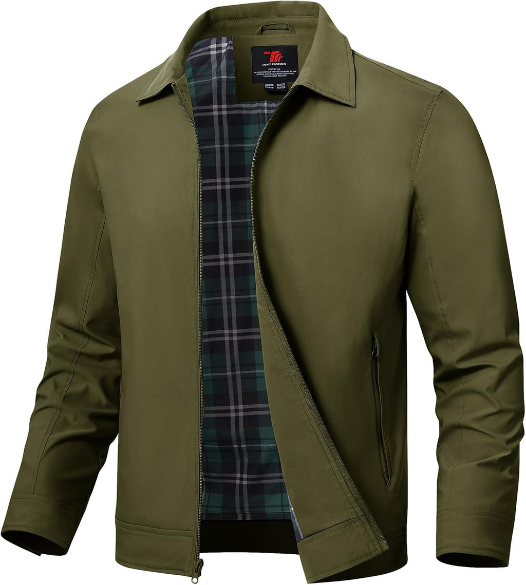 TBMPOY Mens Lightweight Jackets Light Windbreaker Full Zip Casual Work Jacket Golf Business Fall Track Coat with Pockets