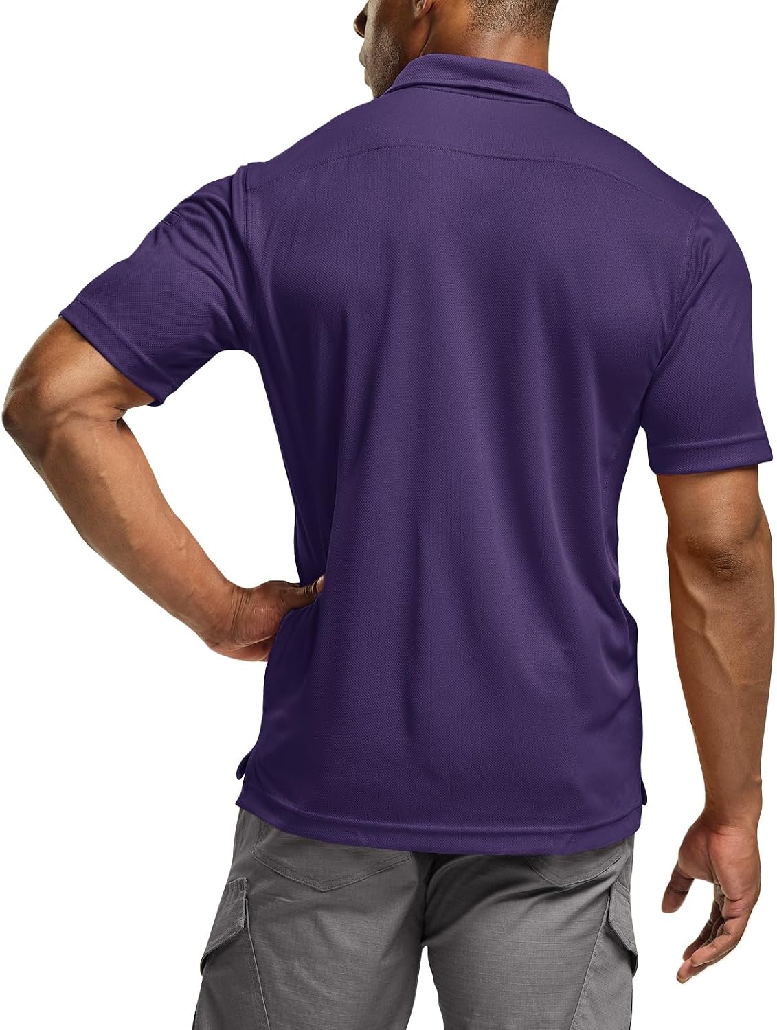 CQR Men's Quick Dry Tactical Polo Shirt, Lightweight Breathable Performance Polo, Short Sleeve UPF 50+ Outdoor Golf Shirt