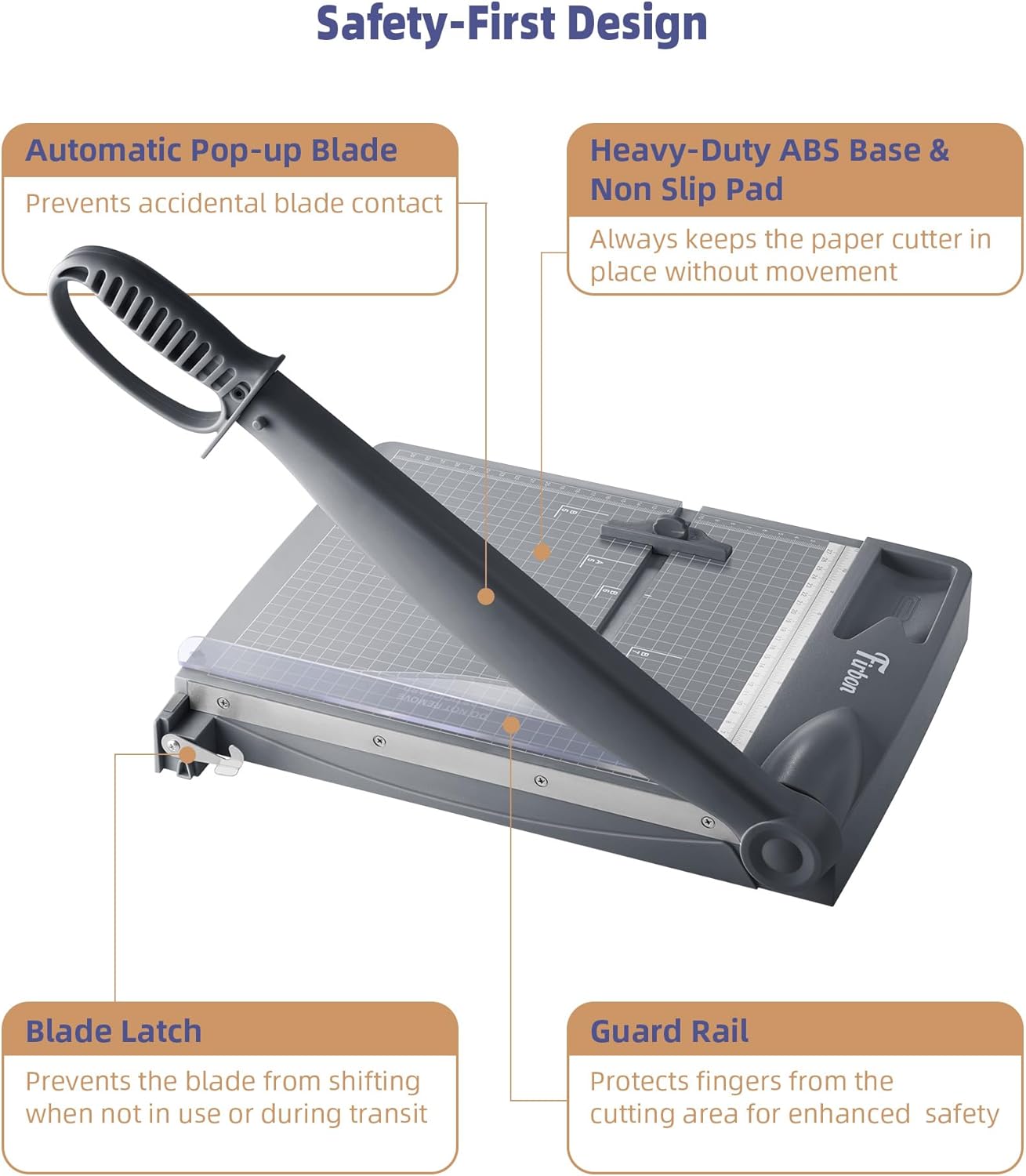 Firbon 12 Inch Guillotine Paper Cutter, Heavy-Duty Paper Trimmers, Gray