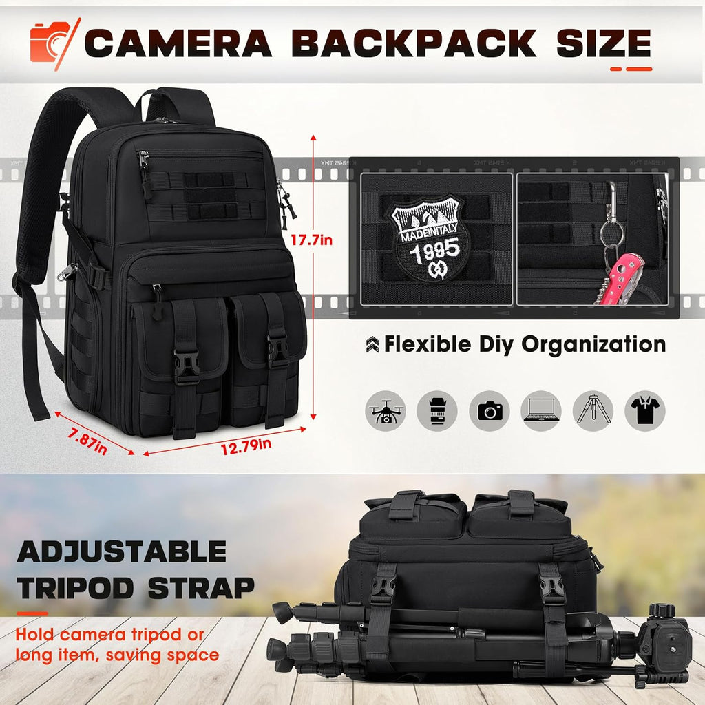RAINSMORE Camera Backpack, DSLR/SLR/Mirrorless Camera Bag for Photographers